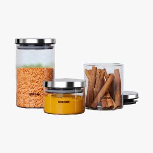 BOROSIL Set Of 3 Classic Jars- 300/600/900