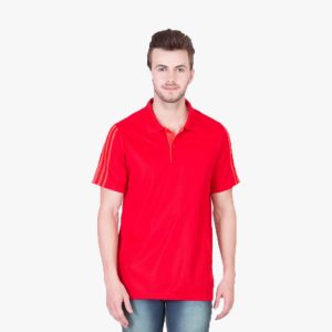 ADIDAS Collared T-Shirt Dry Fit Red 100% Polyster