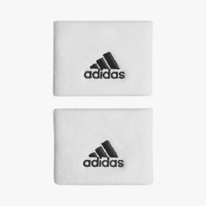 ADIDAS Wrist Band, White/Black - Tennis, 83.5% Cotton - 15.1% Nylon - 1.4% Elastane