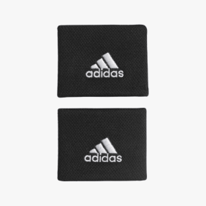 ADIDAS Wrist Band, Black/White - Tennis, 83.5% Cotton - 15.1% Nylon - 1.4% Elastane
