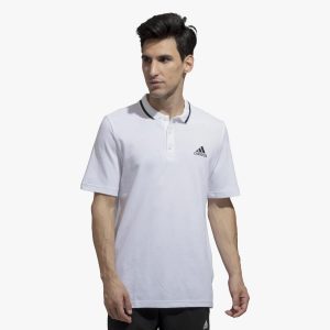 ADIDAS T-Shirt, White Black, Collared, Pc 60:40