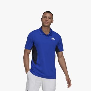 ADIDAS T-Shirt, Navy Blue, Collared, Pc 60:40